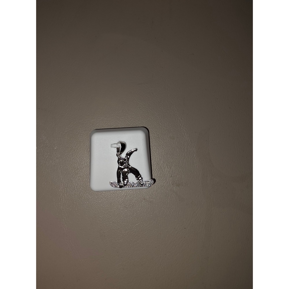 Sterling Silver Moissanite Snowboarder Charm Pendant 0.50ctw